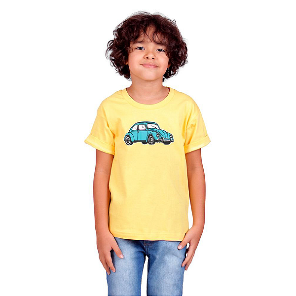 Camiseta Infantil Fusca Amarela.