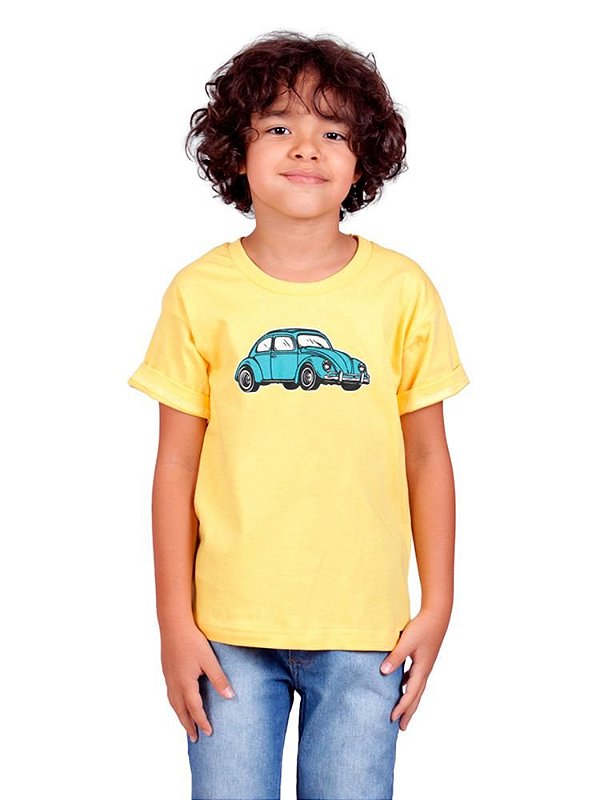 Camiseta Infantil Fusca Amarela.