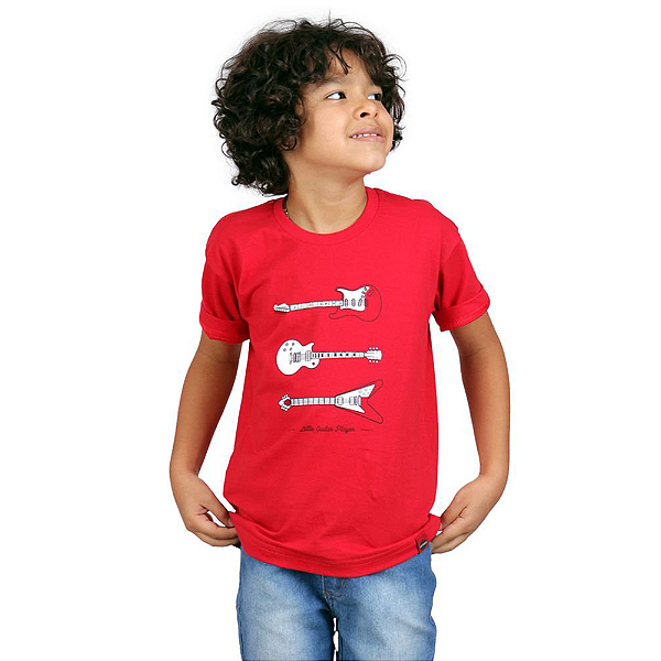 Camiseta Infantil Futuro Guitarrista Vermelha.