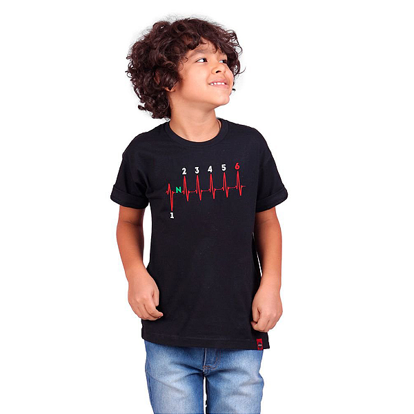 Camiseta Infantil Moto Marcha 6V Preta
