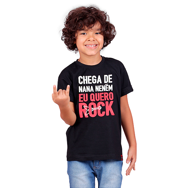 Camiseta Infantil Quero Rock Preta