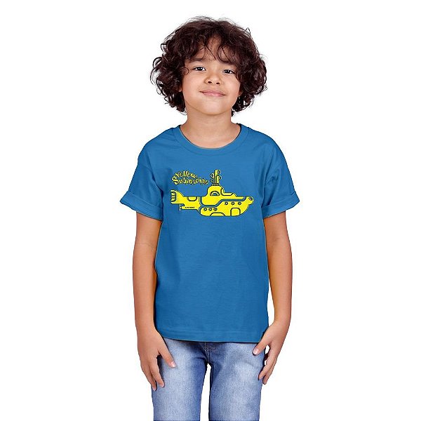 Camiseta Infantil Submarino Amarelo Azul Royal