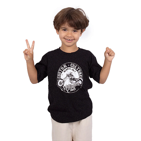 Camiseta Infantil Moto Members Preta Jaguar