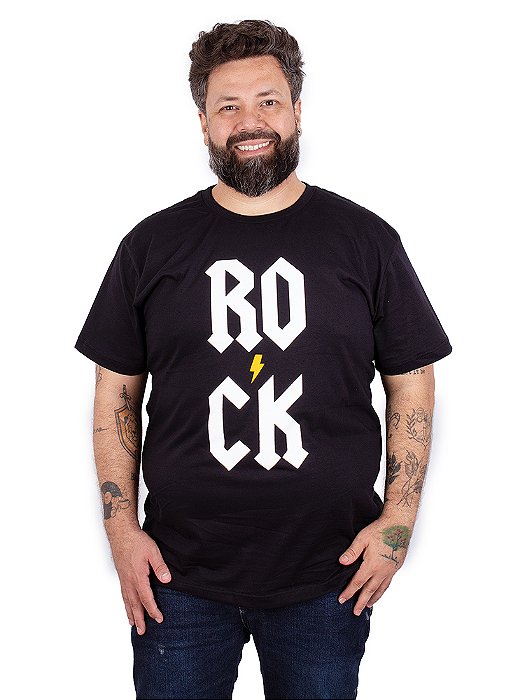 Camiseta Plus Size Rock Vert Preta.