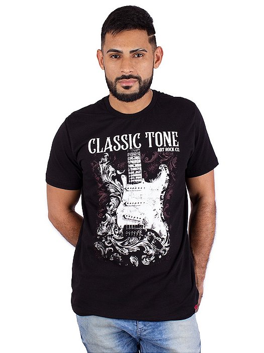 Camiseta Guitarra Classic Tone Preta.