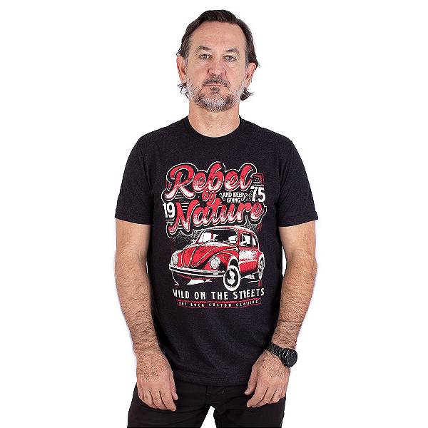 Camiseta Fusca Rebel Preto Jaguar.