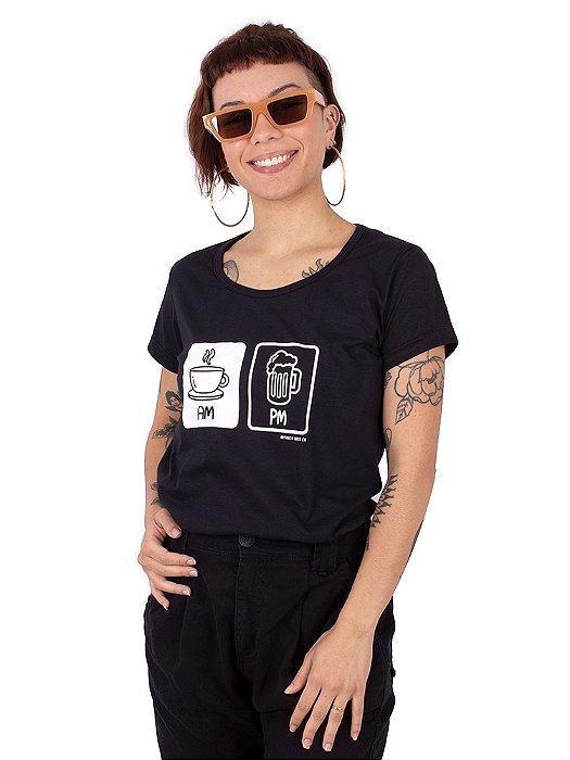 Camiseta Feminina Cerveja AM PM Preta