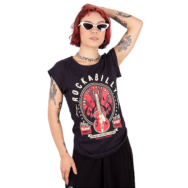 Camiseta Feminina Rock Long Live Preta Jaguar