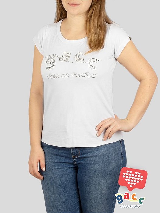 Blusa Gola Redonda Gacc Strass Branca