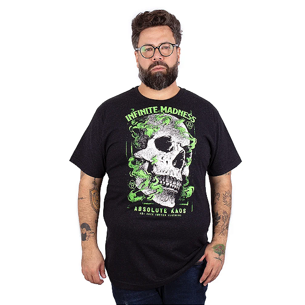 Camiseta Plus Size Caveira Madness Preto Jaguar.