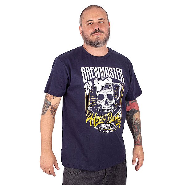 Camiseta Plus Size Cerveja Brewmaster Marinho.