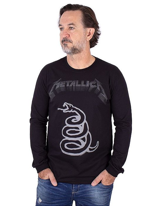 Camiseta Manga Longa Metallica Black Álbum Preta Oficial