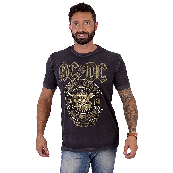 Camiseta ACDC Dirty Estonada Premium Marrom Oficial