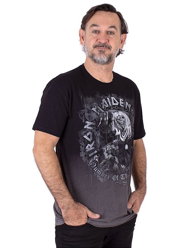Camiseta Iron Maiden The Number Of The Beast Estonada Preta Oficial