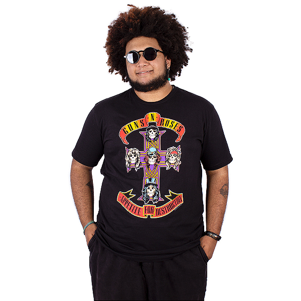 Camiseta Plus Size Guns N Roses Appetite For Destruction Preta Oficial