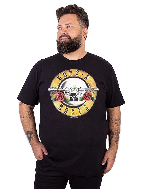 Camiseta Plus Size Guns N' Roses Bullet Preta Oficial