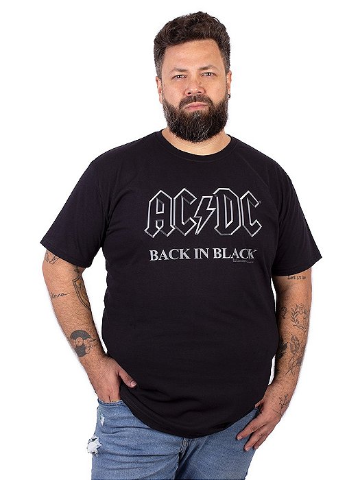 Camiseta Plus Size ACDC Back In Black Preta Oficial