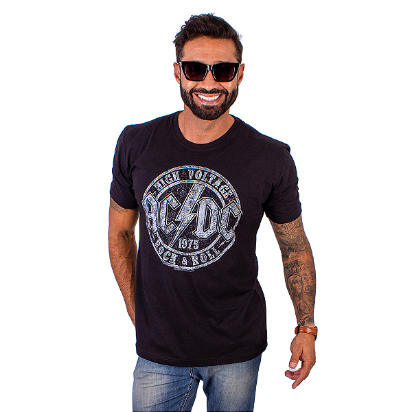 Camiseta ACDC High Voltage Preta Oficial
