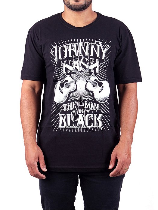 Camiseta Johnny Cash The Man In Black Preta Oficial