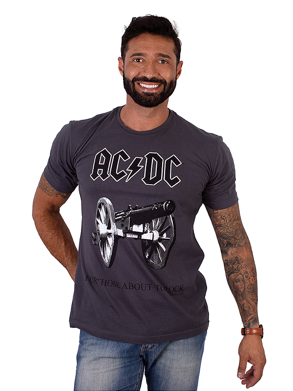 Camiseta ACDC For Those Cinza Chumbo Oficial