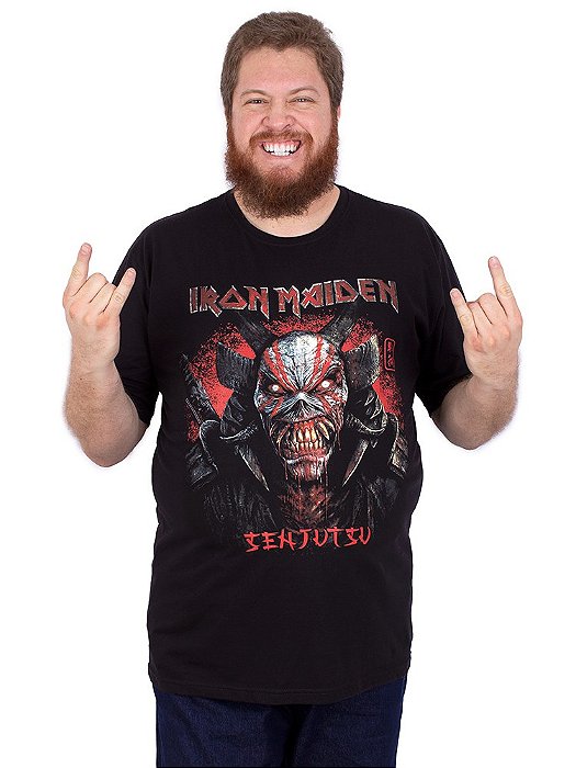 Camiseta Plus Size Iron Maiden Senjutsu Snake Preta Oficial