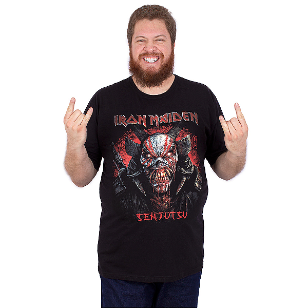 Camiseta Plus Size Iron Maiden Senjutsu Snake Preta Oficial