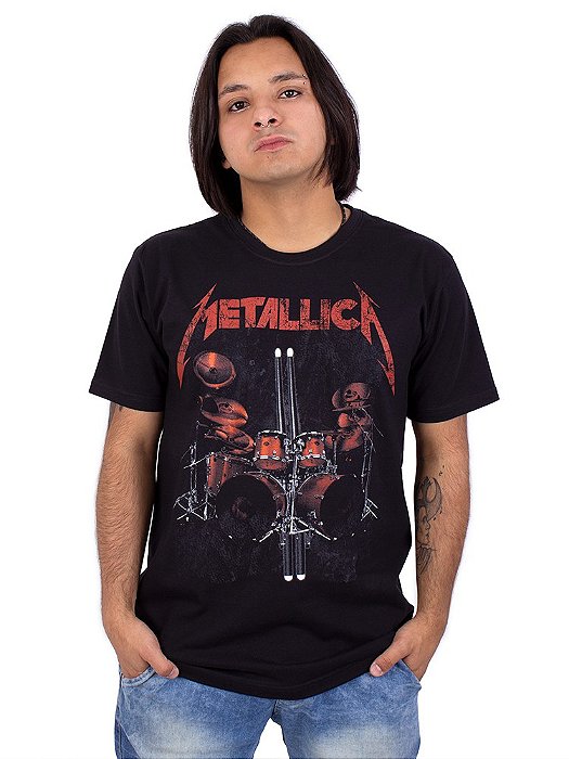 Camiseta Metallica Lars Drums Preta Oficial