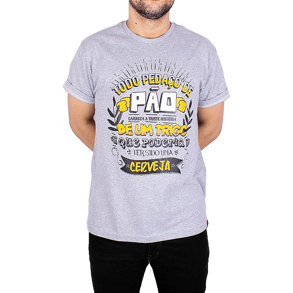 Camiseta Cerveja Trigo Cinza Mescla.