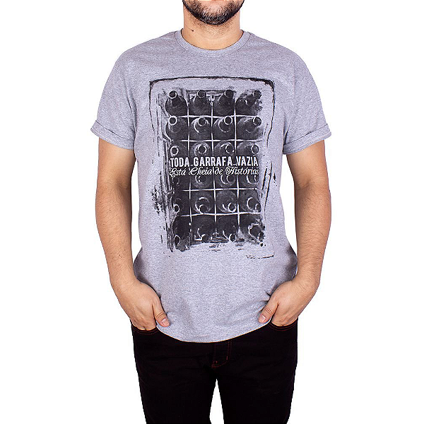 Camiseta Cerveja Histórias Cinza Mescla.