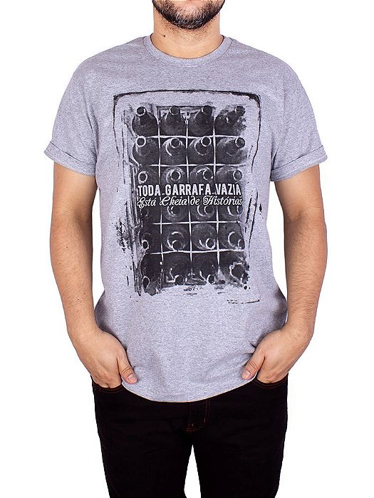 Camiseta Cerveja Histórias Cinza Mescla.