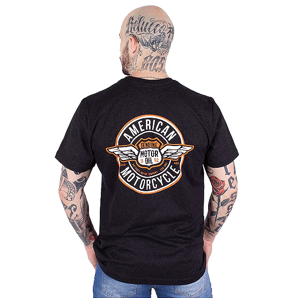 Camiseta Moto American Preto Jaguar.
