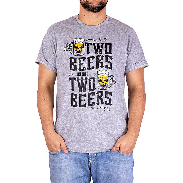 Camiseta Duas Cervejas Cinza Mescla.