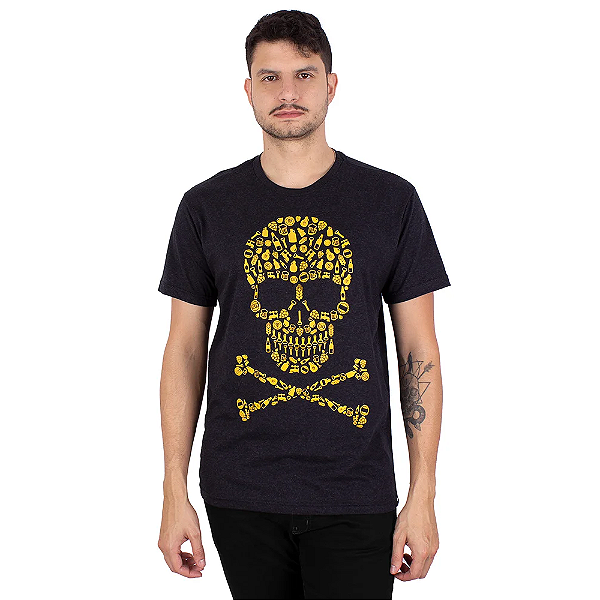 Camiseta Caveira Cerveja Preta Jaguar.