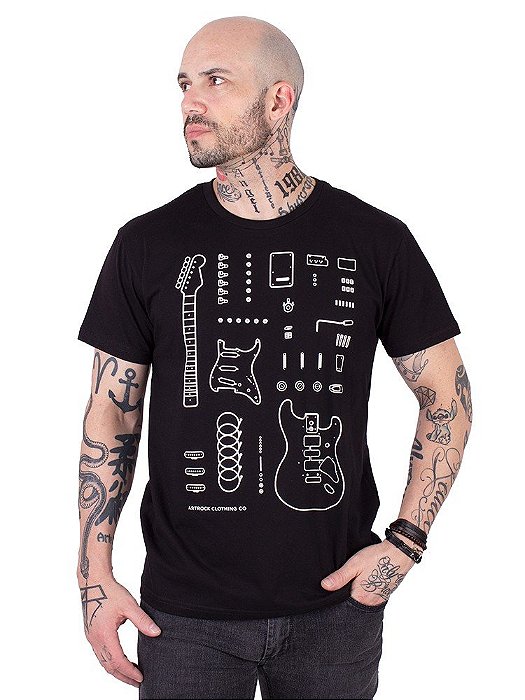 Camiseta Guitarra Deconstruction Preta.