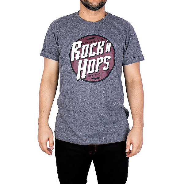 Camiseta Cerveja Rock Hops Grafite.