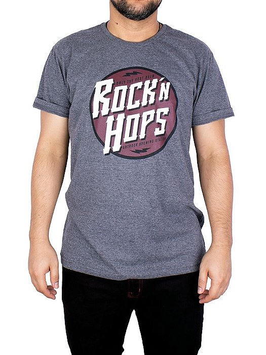 Camiseta Cerveja Rock Hops Grafite.