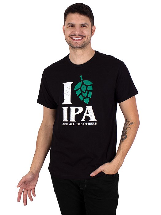 Camiseta Cerveja Amo Ipa Preta.