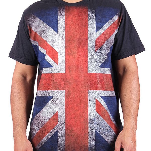 Camiseta Bandeira Reino Unido Full Preta.