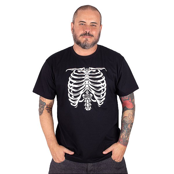 Camiseta Caveira Esqueleto Preta.