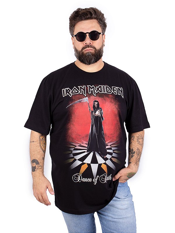 Camiseta Plus Size Iron Maiden Dance of Death Preta Oficial