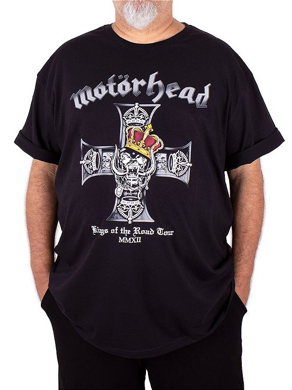 Camiseta Plus Size Motorhead Kings Of The Road Tour Preta Oficial