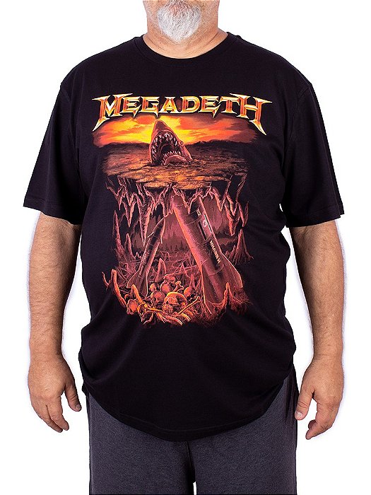 Camiseta Plus Size Megadeth Shark Preta Oficial