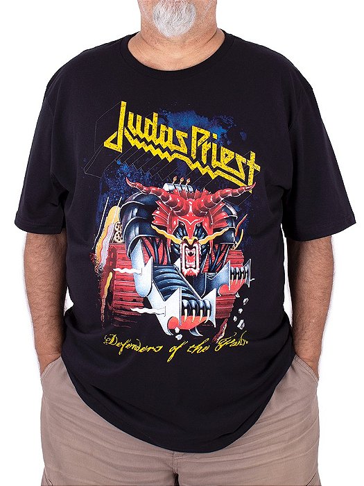 Camiseta Plus Size Judas Priest Defenders Of The Faith Preta Oficial