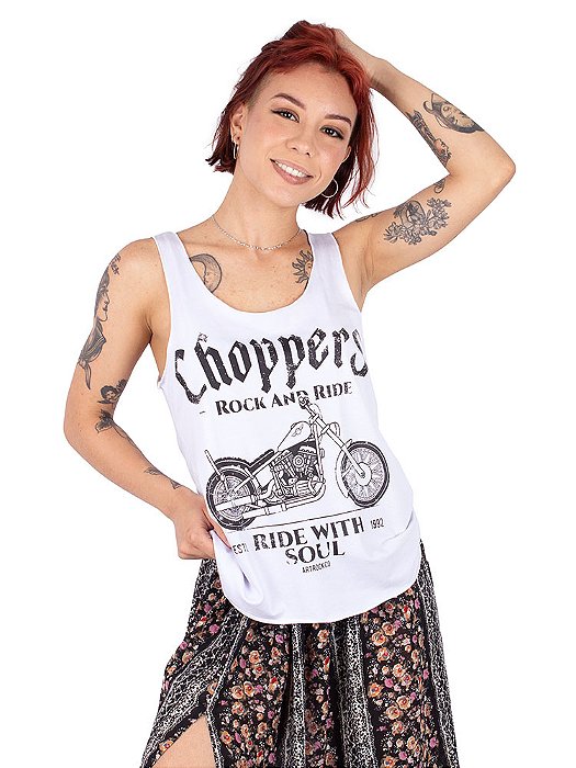 Regata Feminina Moto Choppers Soul Branca