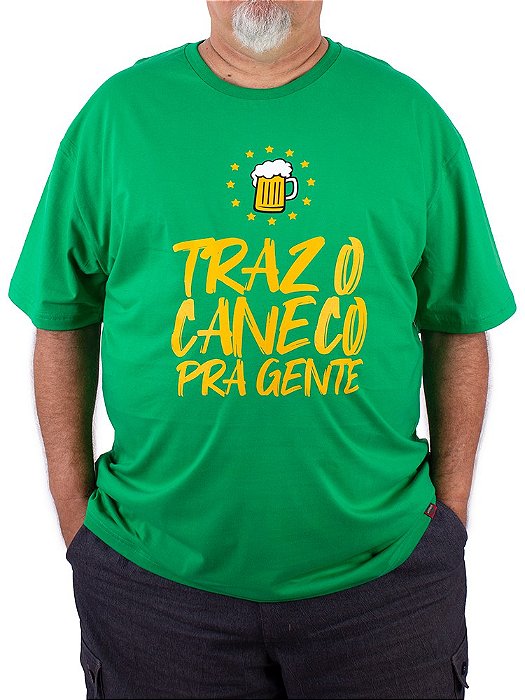 Camiseta Plus Size Brasil Traz O Caneco Verde.