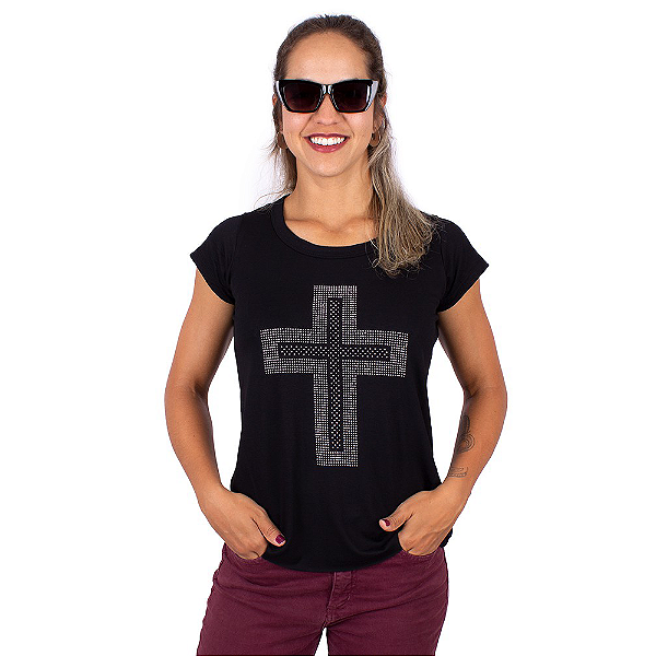 Blusa Gola Redonda Cruz Preta