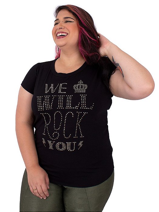 Blusa Gola Redonda Queen Rock You Preta