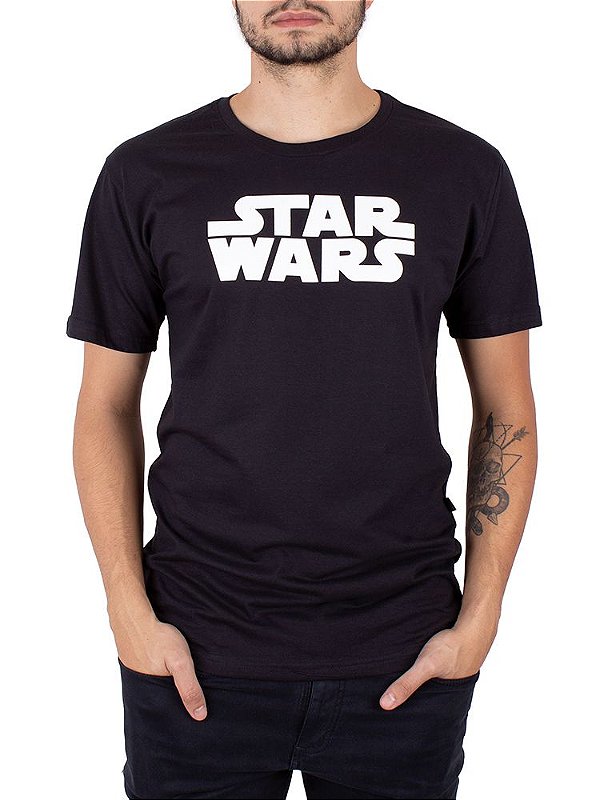 Camiseta Star Wars Logo Preta Oficial