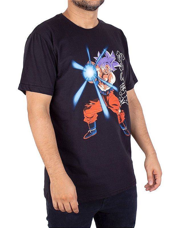 Camiseta Dragon Ball Goku Kamehameha Letra Preta Oficial