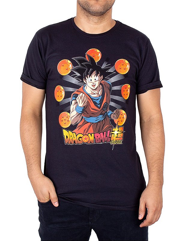 Camiseta Dragon Ball Goku Esferas Dragão Preta Oficial